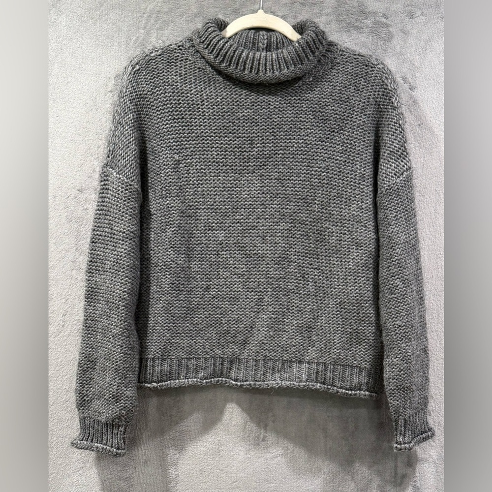 Anthropologie Grey Textured Wool Blend Knit Sweater Women’s Small - Picture 1 of 8